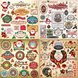 圣诞节复古元素,背景元素