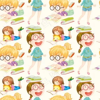 读书学习的小女孩