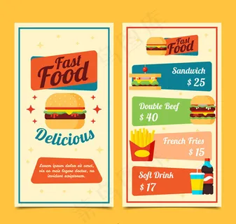 彩色快餐店菜单