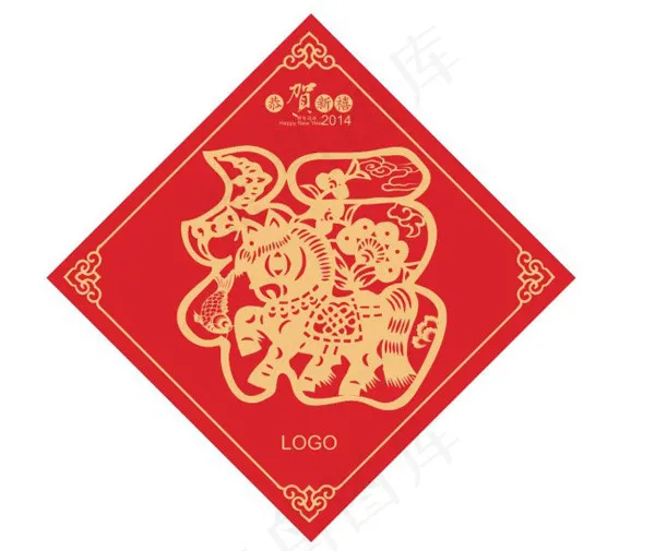 马年福字门贴ai矢量模版下载