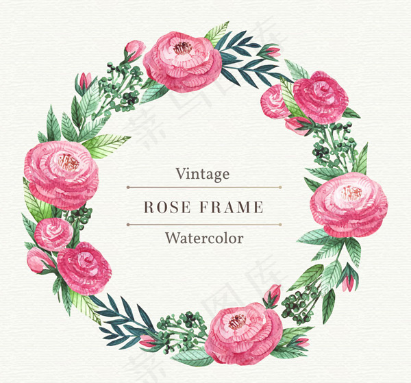 粉色玫瑰花花环