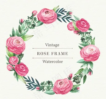 粉色玫瑰花花环