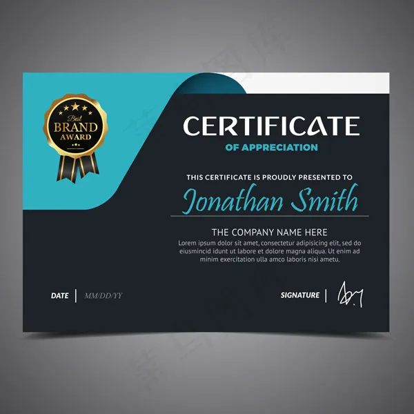 黑蓝色文凭模板eps,ai矢量模版下载