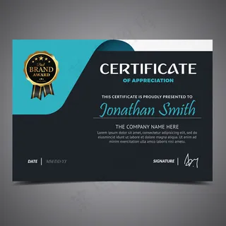 黑蓝色文凭模板