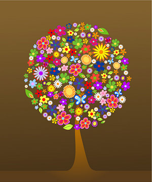 花卉组成的树木