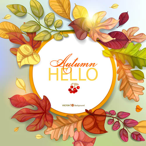 树叶组合边框背景