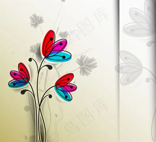 卡通手绘花朵eps,ai矢量模版下载