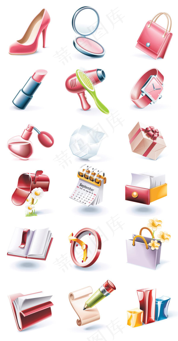 卡通红色图标,免抠元素