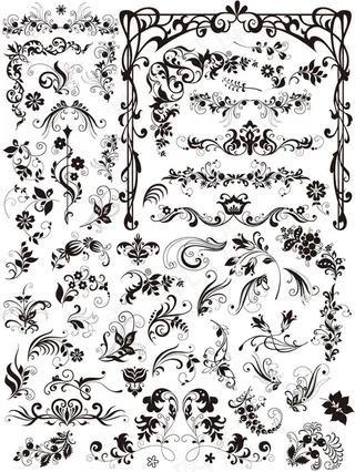 简约的植物花纹,免抠元素