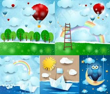 可爱卡通标贴画,背景元素