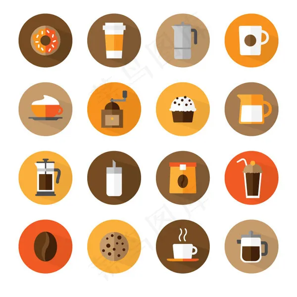 咖啡甜品图标,免抠元素ai矢量模版下载