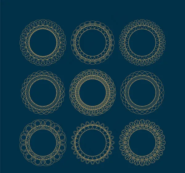 圆形金色花纹框架ai矢量模版下载