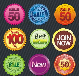 圆形彩色促销标签,免抠元素