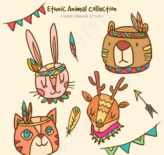 部落花纹动物头像