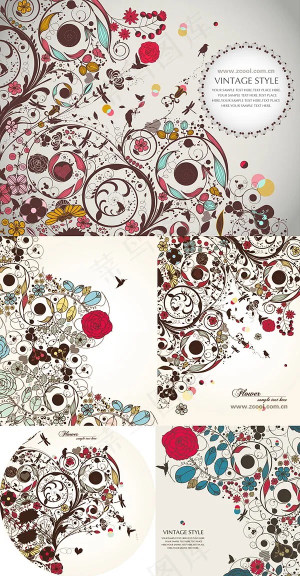 缤纷小花纹矢量eps,ai矢量模版下载