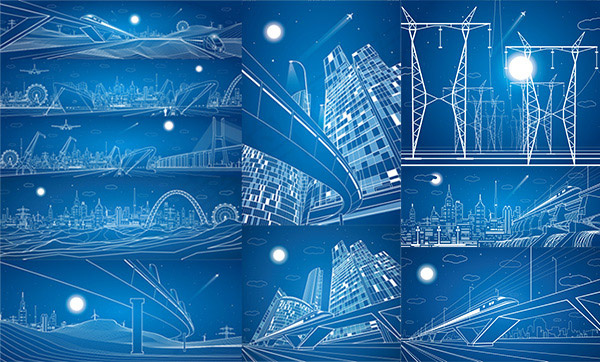 线条建筑设计(2835X709)eps,ai矢量模版下载