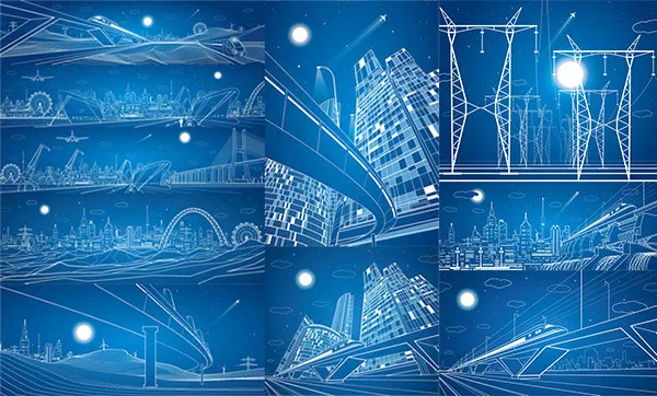 线条建筑设计(2835X709)eps,ai矢量模版下载