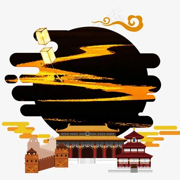 国庆海报插画psd模版下载