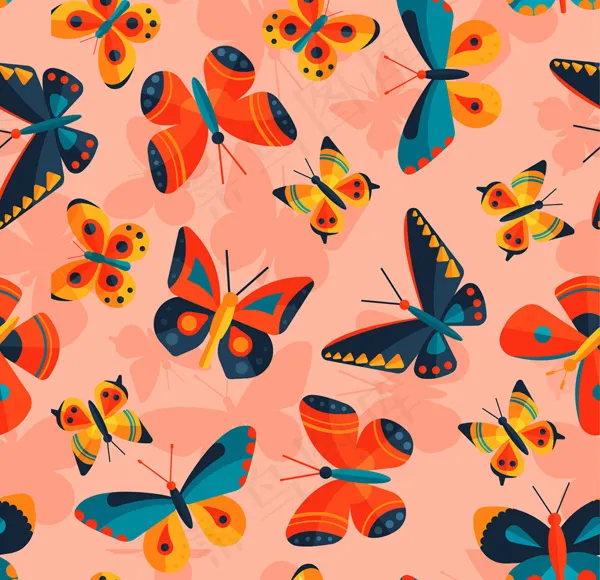 蝴蝶无缝背景ai矢量模版下载