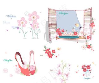 茶花兰花与高跟鞋