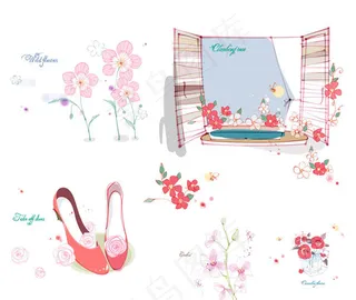 茶花兰花与高跟鞋