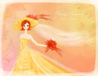 梦幻新娘人物插画