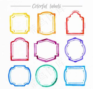 水彩绘框架标签,免抠元素