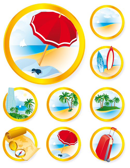 海边度假图标,免抠元素