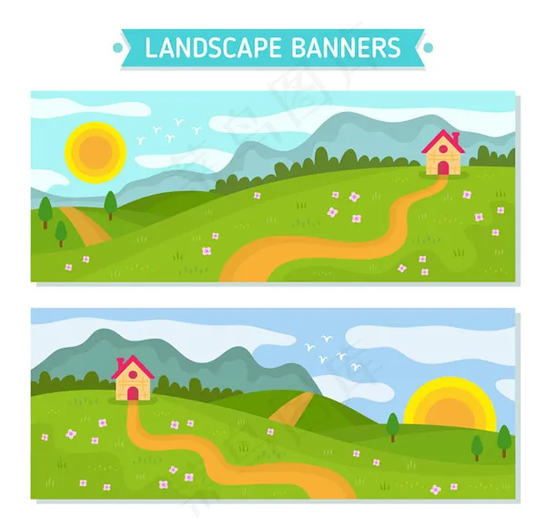 郊外风景bannerai矢量模版下载