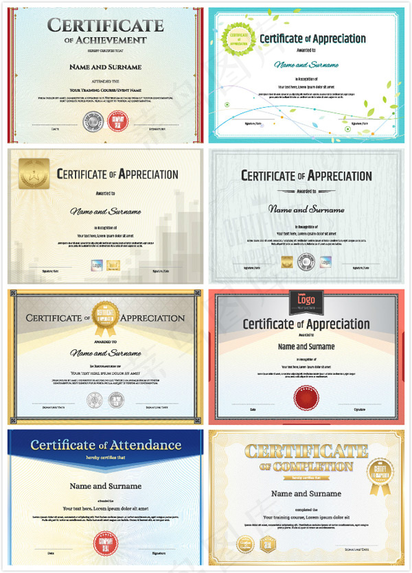 高档荣誉证书矢量