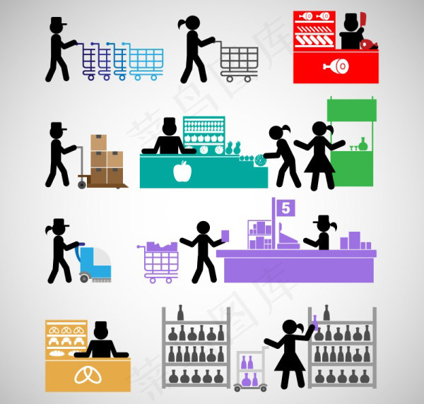 超市员工人物剪影