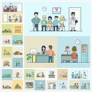 扁平化场景人物