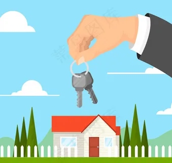 房屋和拿钥匙的手臂