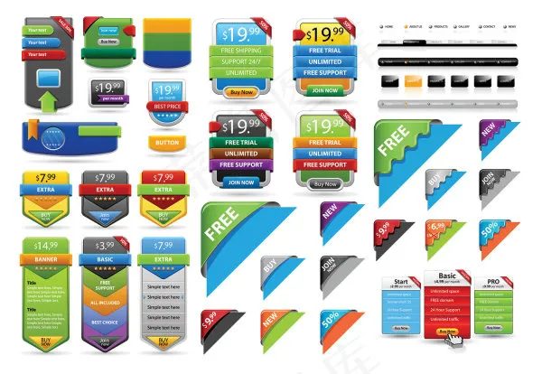 网页装饰元素eps,ai矢量模版下载