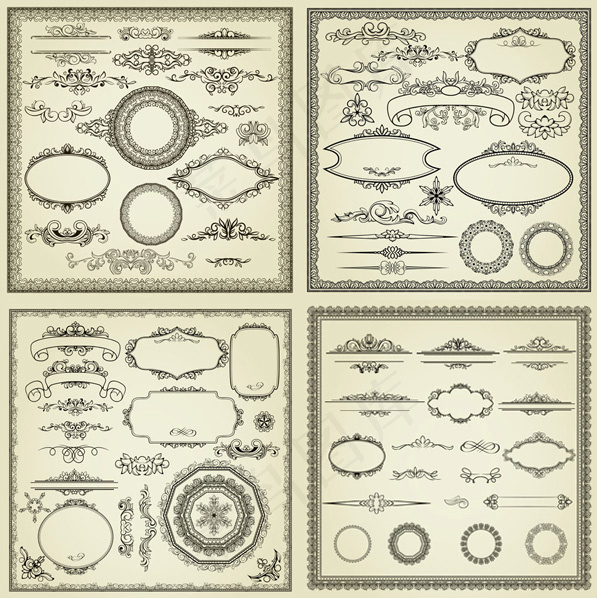 欧式花纹花边eps,ai矢量模版下载