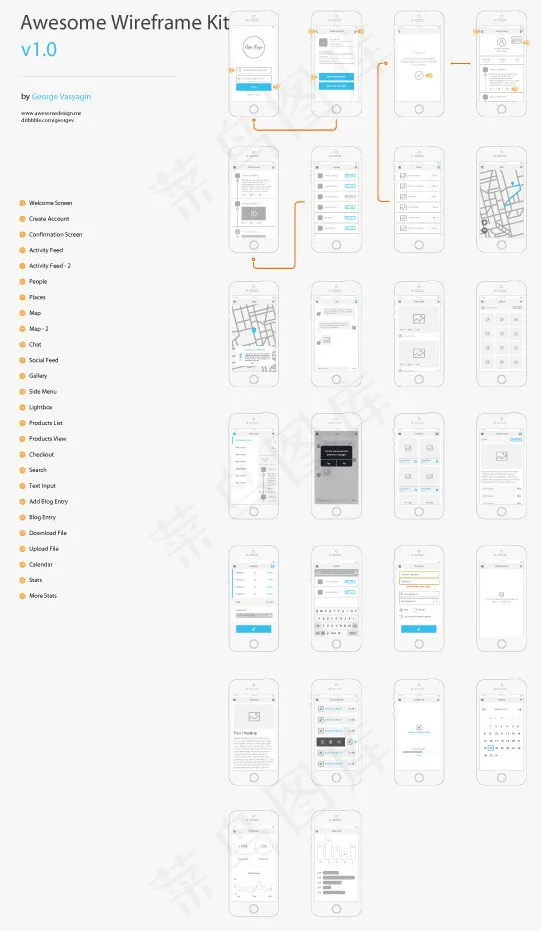 APP交互设计ai矢量模版下载