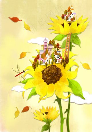 向日葵上的房子