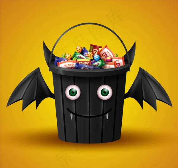 万圣节蝙蝠桶ai矢量模版下载