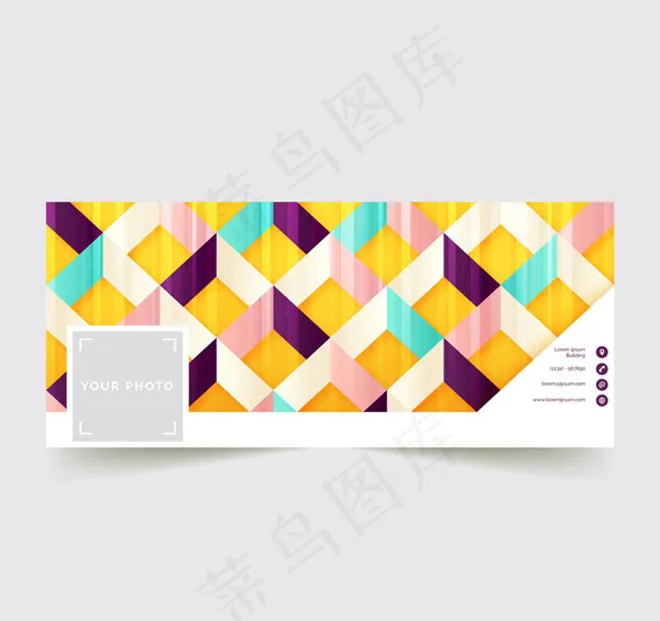 菱形格纹脸书封面ai矢量模版下载