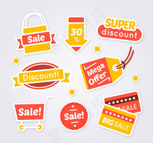 彩色促销标贴矢量