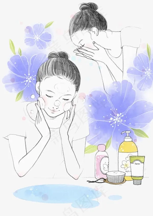 正在洗脸的女孩