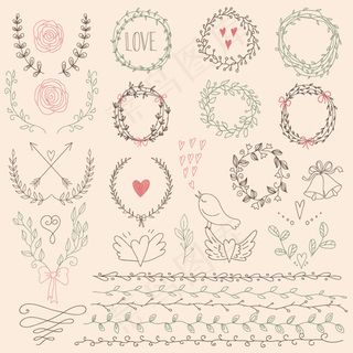 手绘花环与花边