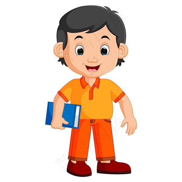 拿书的卡通男孩,背景元素