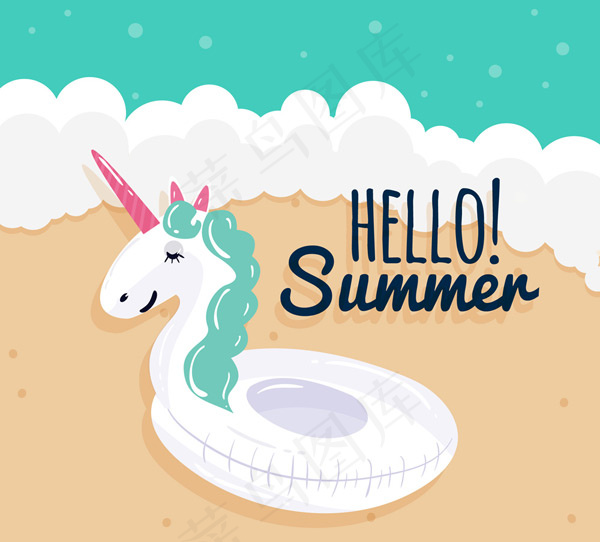 白色独角兽游泳圈