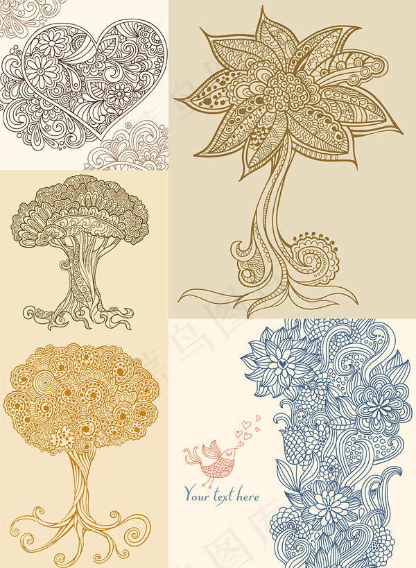潮流线条插画eps,ai矢量模版下载