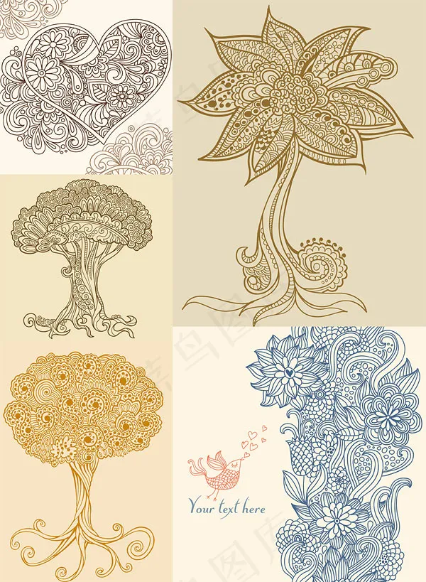 潮流线条插画eps,ai矢量模版下载