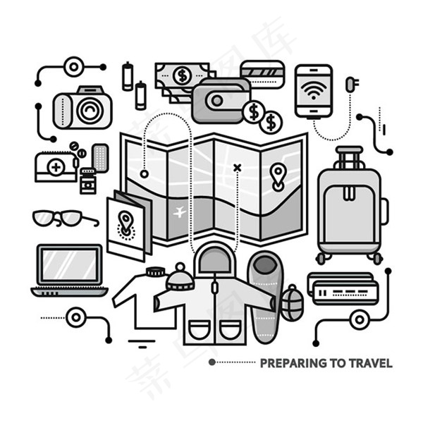 旅游用品矢量