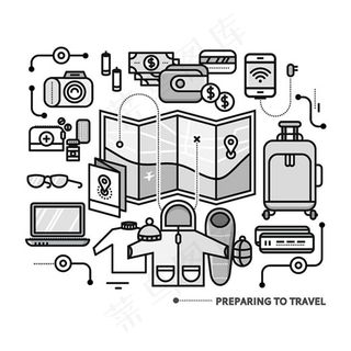 旅游用品矢量