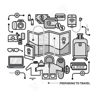 旅游用品矢量