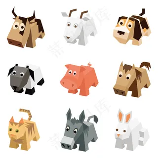 等距3D动物矢量,免抠元素